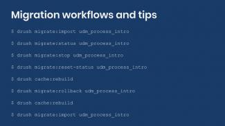 List of drush commands used in drupal migration workflows